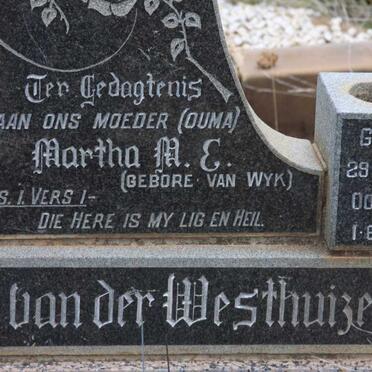 WESTHUIZEN Martha M.C., v.d. nee VAN WYK 1900-1923