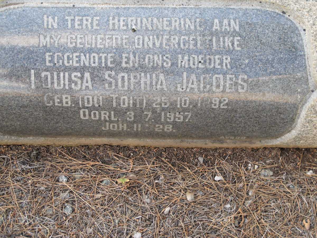 JACOBS Louisa Sophia nee DU TOIT 1892-1957