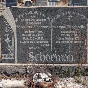 SCHOEMAN Lodevicus Johannes 1876-1951 &amp; Susanna Margaretha DE JAGER 1876-197?