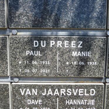 PREEZ Paul, du 1933-2021 & Manie 1938-