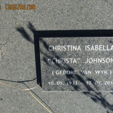 JOHNSON Christina Isabella nee VAN WYK 1933-2015