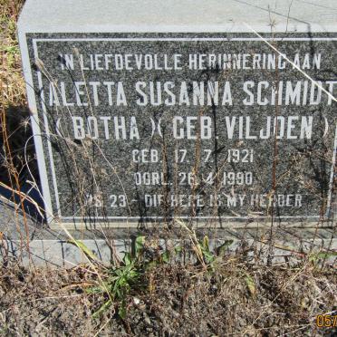 SCHMIDT Aletta Susanna formerly BOTHA nee VILJOEN 1921-1990