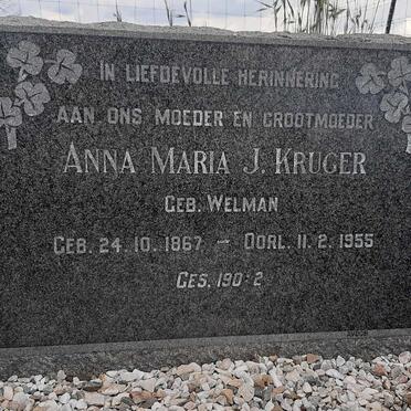 KRUGER Anna Maria J. nee WELMAN 1867-1955