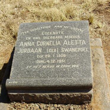JORDAAN Anna Cornelia Aletta nee SWANEPOEL 1900-1951