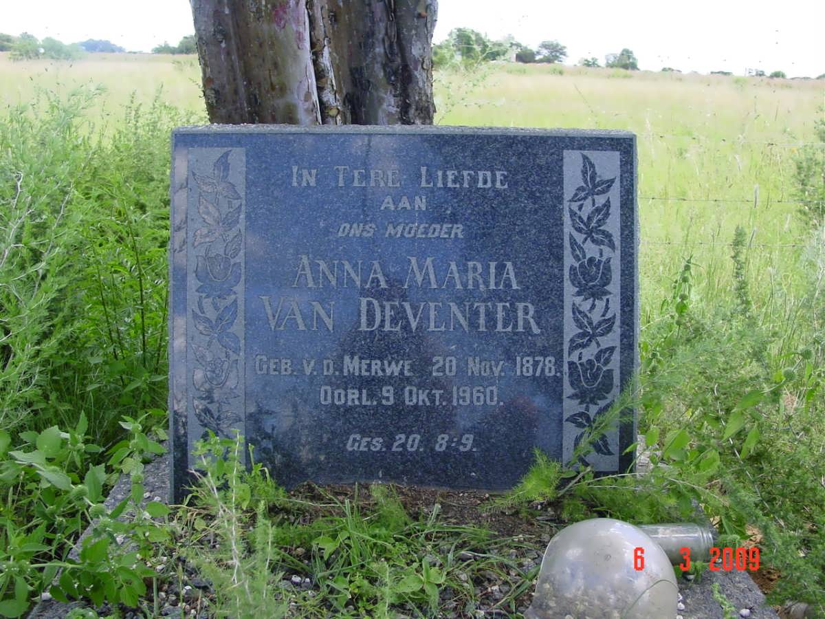 DEVENTER Anna Maria, van nee V.D. MERWE 1878-1960