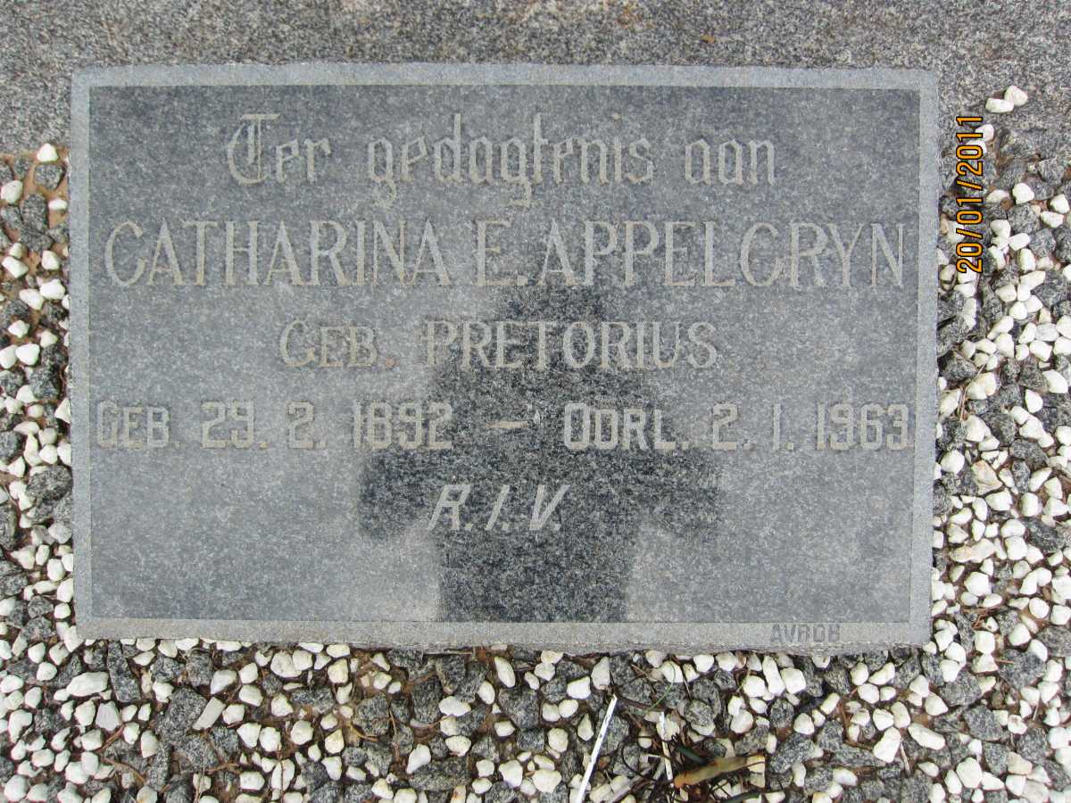 APPELGRYN Catharina E. nee PRETORIUS 1892-1963