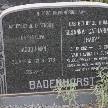 BADENHORST Jacob 1906-1979 &amp; Susanna Catharina 1912-2004