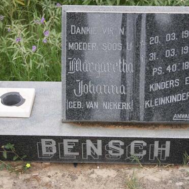 BENSCH Margaretha Johanna nee VAN NIEKERK 1905-1995