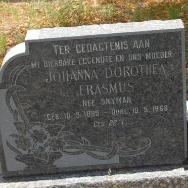 ERASMUS Gert Jacobus 1890-1969 &amp; Johanna Dorothea SNYMAN 1889-1968