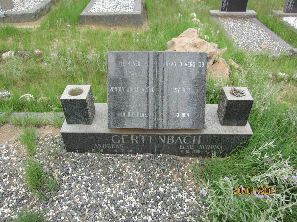 GERTENBACH Andreas 1908-1965 &amp; Elsie Hermina 1905-1991