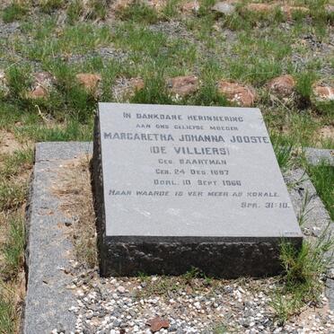 JOOSTE Margaretha Johanna formerly DE VILLIERS nee BAARTMAN 1887-1966