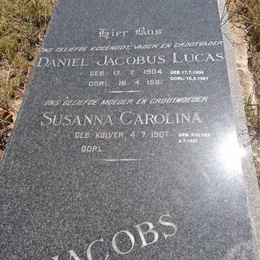JACOBS Daniel Jacobus Lucas 1904-1981 &amp; Susanna Carolina KOLVER 1907-