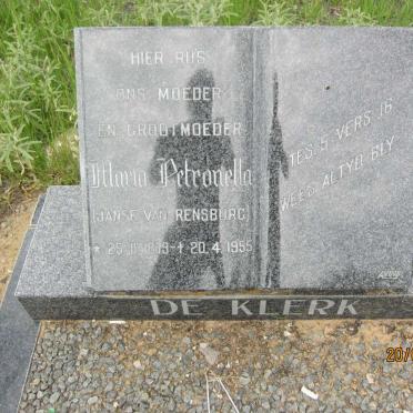KLERK Maria Petronella, de nee Janse van RENSBURG 1879-1955