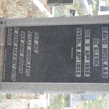 KLERK David Nicolaas, de 1856-1932