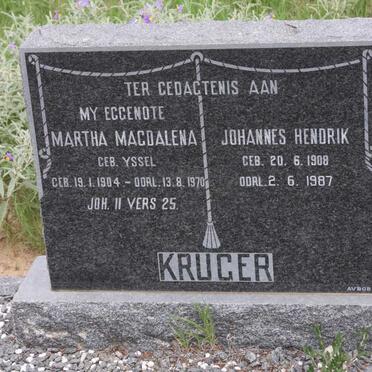 KRUGER Johannes Hendrik 1908-1987 &amp; Martha Magdalena YSSEL 1904-1970