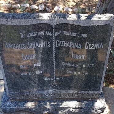 LUBBE Andries Johannes 1859-1919 &amp; Catharina Gezina BURGER 1863-1930