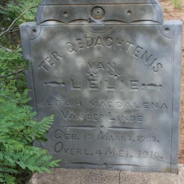 LINDE Leah Magdalena, van der 1907-1910