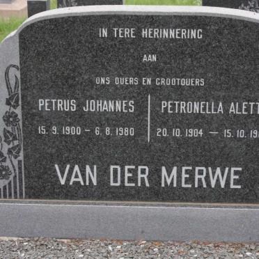MERWE Petrus Johannes, van der 1900-1980 &amp; Petronella Aletta 1904-1980