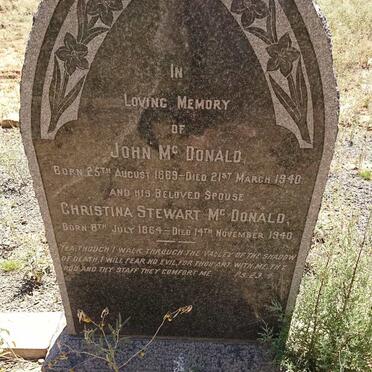 Mc DONALD John 1869-1940 &amp; Christina Stewart 1864-1940