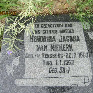 NIEKERK Hendrina Jacoba, van nee van RENSBURG 1863-1953