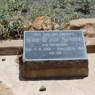 NIEKERK Anna B., van nee MYBURGH 1868-1965