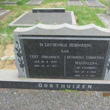 OOSTHUIZEN Gert Johannes 1875-1971 &amp; Hendrina Christina Magdalena STEENBERG 1883-1971