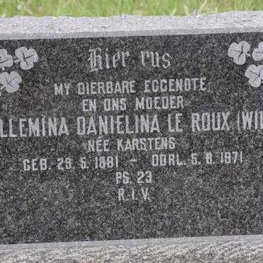 ROUX Willemina Danielina, le nee KARSTENS 1881-1971