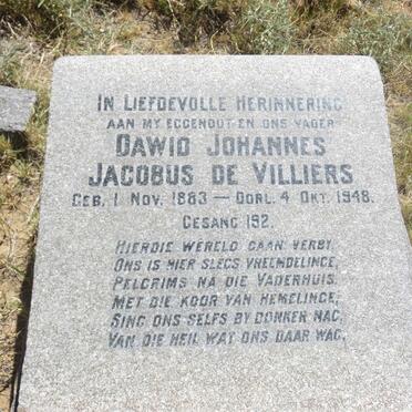 VILLIERS Dawid Johannes Jacobus, de 1883-1948 &amp; Margaretha Johanna JOOSTE formerly DE VILLIERS nee BAARTMAN 1887-1966