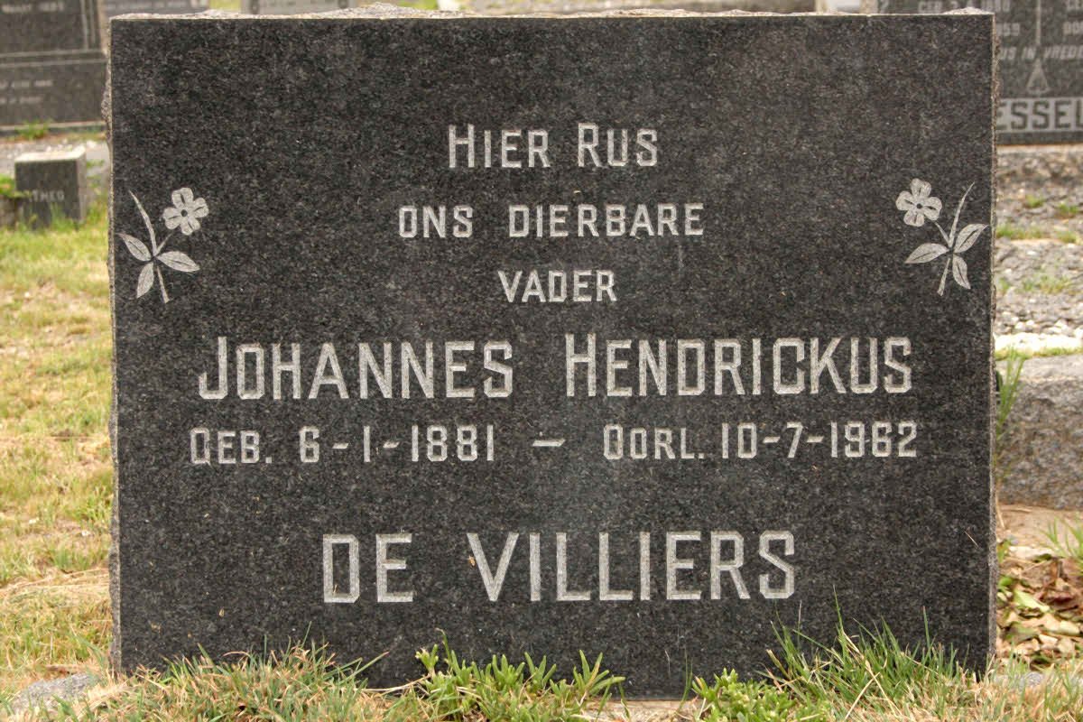 VILLIERS Johannes Hendrickus, de 1881-1962