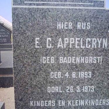 APPELGRYN E.C. nee BADENHORST 1893-1973