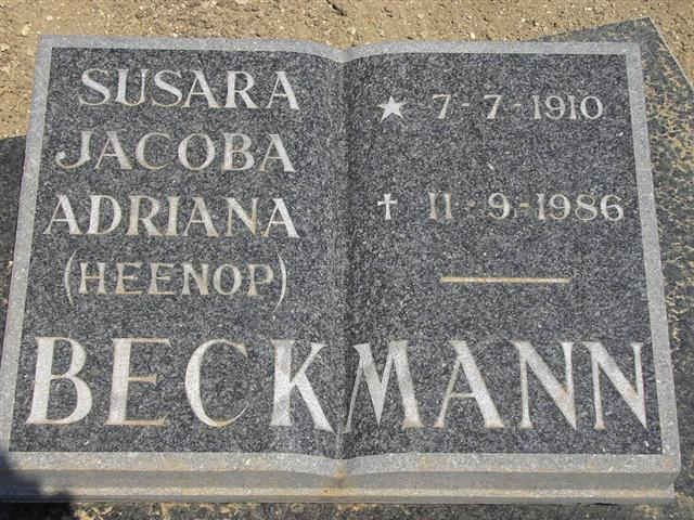 BECKMANN Susara Jacoba Adriana nee HEENOP 1910-1986