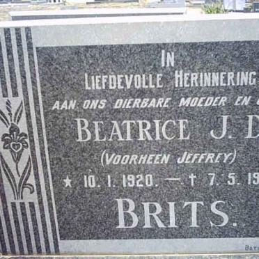 BRITS Beatrice J.D. nee JEFFREY 1920-1978