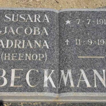BECKMANN Susara Jacoba Adriana nee HEENOP 1910-1986
