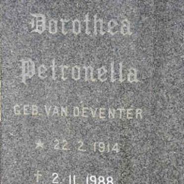 BOTHA Dorothea Petronella nee VAN DEVENTER 1914-1988