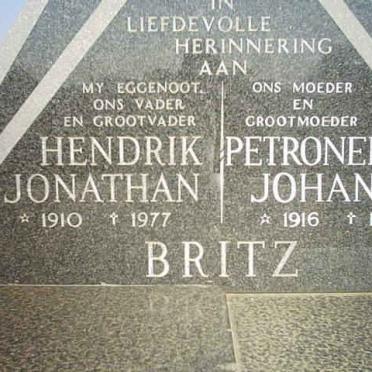 BRITZ Hendrik Jonathan 1910-1977 &amp; Petronella Johanna 1916-1998