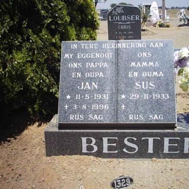 BESTER Jan 1931-1996 &amp; Sus 1933-