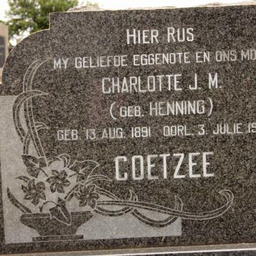 COETZEE Charlotte J.M. nee HENNING 1891-1978
