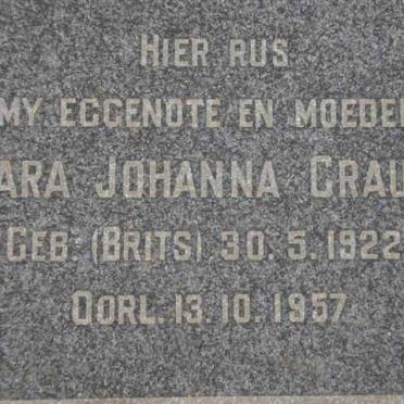 CRAUSE Sara Johanna nee BRITS 1922-1957