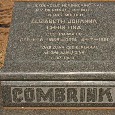 COMBRINK Elizabeth Johanna Christina nee PRINSLOO 1869-1951