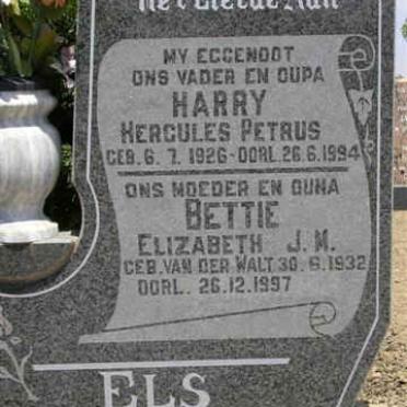 ELS Hercules Petrus 1926-1994 &amp; Elizabeth J.M. VAN DER WALT 1932-1997