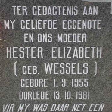 FOURIE Hester Elizabeth nee WESSELS 1955-1981