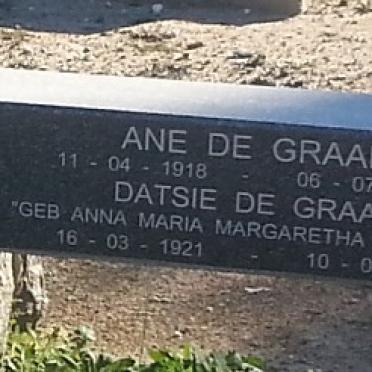GRAAD Ane, de 1918-2004 &amp; Anna Maria Margaretha BODENSTEIN 1921-2012