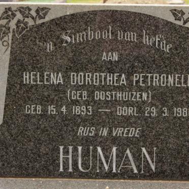 HUMAN Helena Dorothea Petronella nee OOSTHUIZEN 1893-1980