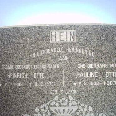 HEIN Heinrich Otto 1895-1970 &amp; Pauline Ottilie 1898-1985