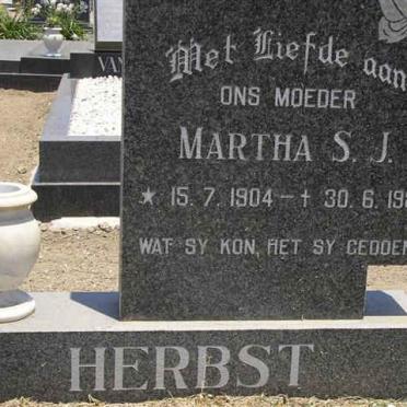 HERBST Martha S.J. 1904-1981