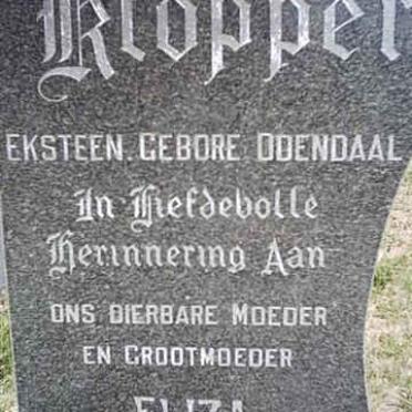 KLOPPER Eliza Fredrika previously EKSTEEN nee ODENDAAL