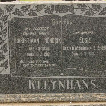 KLEYNHANS Christiaan Hendrik 1890-1961 &amp; Elsie V.D. WESTHUIZEN 1898-1983