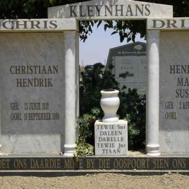 KLEYNHANS Christiaan Hendrik 1920-1998 &amp; Hendrina Maria Susana 1923-