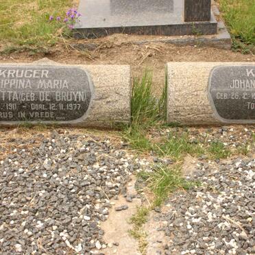KRUGER Johannes Philippus 1897-1963 &amp; Philippina Maria Charlotta DE BRUYN 1911-1977 