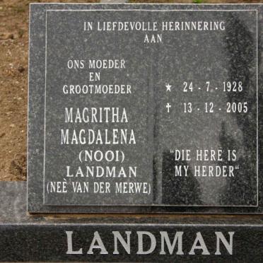 LANDMAN Magritha Magdalena nee VAN DER MERWE 1928-2005